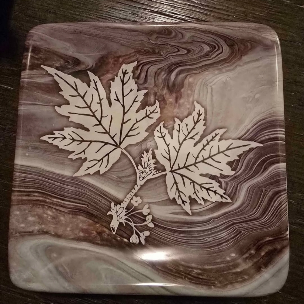 NEW set Of 4 Elegant Brown Leaf Plated